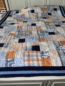 Nautica Avalon Twin Size Plaid- Striped- Floral Cotton Patchwork Quilt - Picture 1 of 9