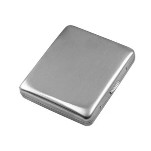 Estuche de cigarrillos de acero inoxidable cepillado soporte de metal para 20 cigarrillos regulares - Imagen 1 de 4