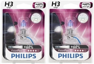 2x GERMANY Philips H3 Upgrade Vision Plus Ultra Bright 12336 Light Bulb 55W Lamp - Picture 1 of 1