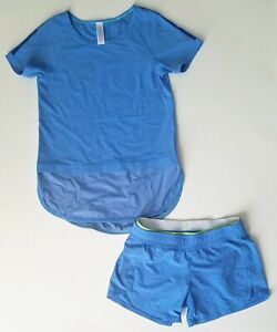 IVIVVA RUN DAY FUN Day blue shorts and short sleeve t shirt set with mesh panels