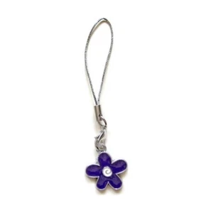 Bijou accessoire de portable GSM SAC MP3 / Breloque FLEUR VIOLETTE / Dragonne ar - Photo 1 sur 1