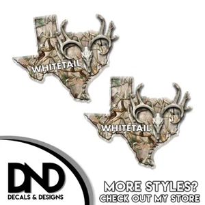 Texas State Hunting Decal Whitetail Deer Skull Original Buck Decal TX 2 Pack - Picture 1 of 1