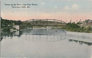 Maine Me Postcard 1914 LIVERMORE FALLS From GATE HOUSE Bridge Homes - Picture 1 of 1