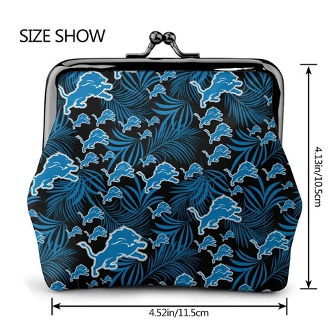 Detroit Lions Fans Coin Purse Full Print Change Purse Mini Lady Wallet Cover