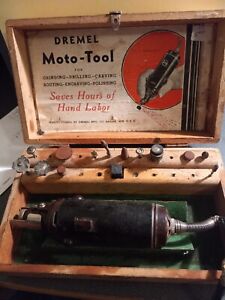 Vintage Dremel Moto Tool Model 2 Bakelite Boxed With Attachments, Wooden Box USA