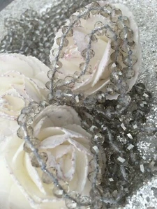 SUBLIME LONG COLLIER SAUTOIR EN PERLE GRIS MULTI FACETTE  FEMME 61CM   - Picture 1 of 2