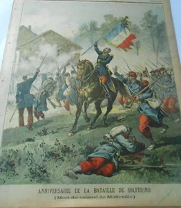 1891 Anniversaire de la bataille de Solférino Malleville Illustration Gravure - Picture 1 of 1