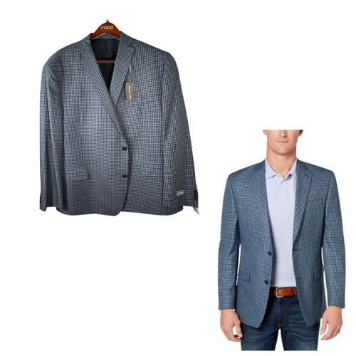 Cappotto sportivo Michael Kors Kelson blu vestibilità classica taglia 56 Reg 56R nuovo con etichette