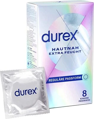 Durex Hautnah Extra Feucht ultra dünne Kondome Easy-On-Form befeuchtet 8 Stück - Bild 1 von 4