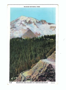 Washington Rainier Nat. Park Mountain highway at Inspiration Point Vintage PC - Picture 1 of 2