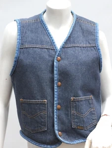 Chaleco de mezclilla forrado Sherpa Roebucks by Sears de colección años 70 chaleco vaquero ropa de rancho - Imagen 1 de 10