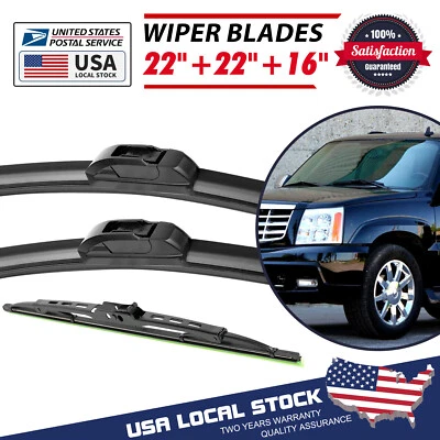 Fits For GMC Yukon XL 1500 2000-2006 22"&22"&16" Front & Rear Wiper Blades OEM - Изображение 1 из 4