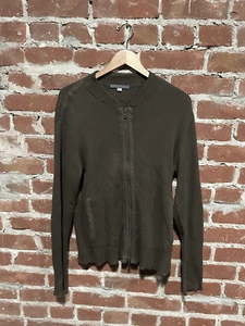John Varvatos Mens Brown Ribbed Full Zip Knit Sweatshirt Size Large - Picture 1 of 3