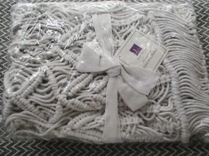 Boho Macramé Textured Cotton Valance Curtain Neutral 40 x 30 NEW - Picture 1 of 7