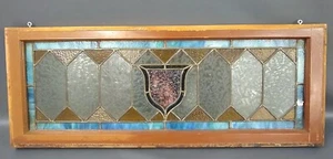Antique Stained Slag Leaded Opalescent Amber Glass Transom Window Tulip Bell - Picture 1 of 15