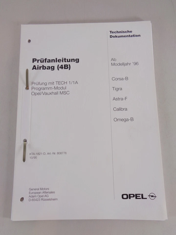 Manual de Taller Instrucciones Inspección Opel Corsa B, Tigra , Astra F, Calibra - Imagen 1 de 1