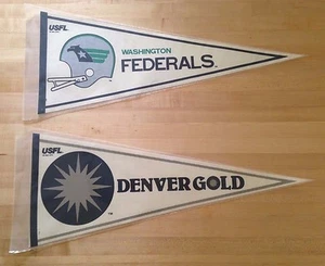 2 seltene Vintage USFL 1982 Pennants Denver Gold Washington Federals Fußball - Bild 1 von 12