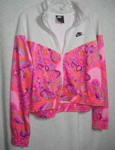 NIKE HOT PINK Future Femme Crop Track Jacket Size XXL Cross Stitch LOK PAISLEY - Picture 1 of 3
