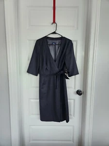 J. Crew Size 6 Small 100% Wool Charcoal Wrap Dress V Neck Sophisticated Chic - Picture 1 of 10