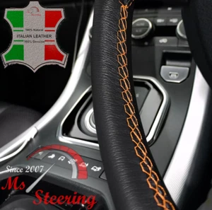 FOR CITROEN BERLINGO 2 08+ ITALIAN LEATHER STEERING WHEEL COVER,  ORANGE STITCH - Picture 1 of 1