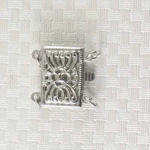 14K White Gold Classic 2-Row Clasp with Close Jump Rings - Picture 1 of 5