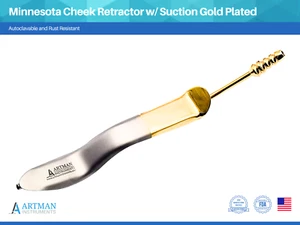 Minnesota Cheek Retractor with Suction Gold Plated Surgical Dental ARTMAN - Picture 1 of 7