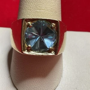 Vintage Fully Retired James Avery Texas Star 14k Gold Blue Stone Ring Size 10.5 - Picture 1 of 9