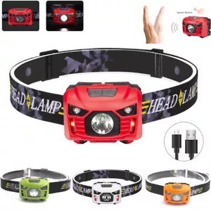 Rechargeable LED Headlamp Head Torch Flashlight Motion Sensor Red+White Light AU - Picture 1 of 13