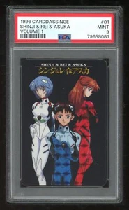 Evangelion Carddass 1 01 Shinji & Rei & Asuka 1st #1 Japanese PSA 9 79658081 - Picture 1 of 2
