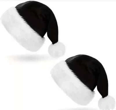 Vintage Santa Hat Christmas Holiday Party Adult One Black Velvet Size 1Pc - Image 1 of 3