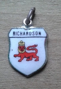 Richardson Wappen / Familienwappen versilberte Emaille Anhänger - Bild 1 von 3
