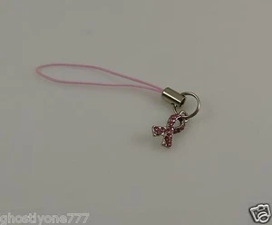 Pink Ribbon bling crystal breast cancer cell phone purse charm strap  - Picture 1 of 3
