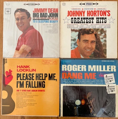 Country 4 LP vinyl lot- Jimmy Dean - Johnny Horton - Hank Locklin - Roger Miller - Image 1 of 4