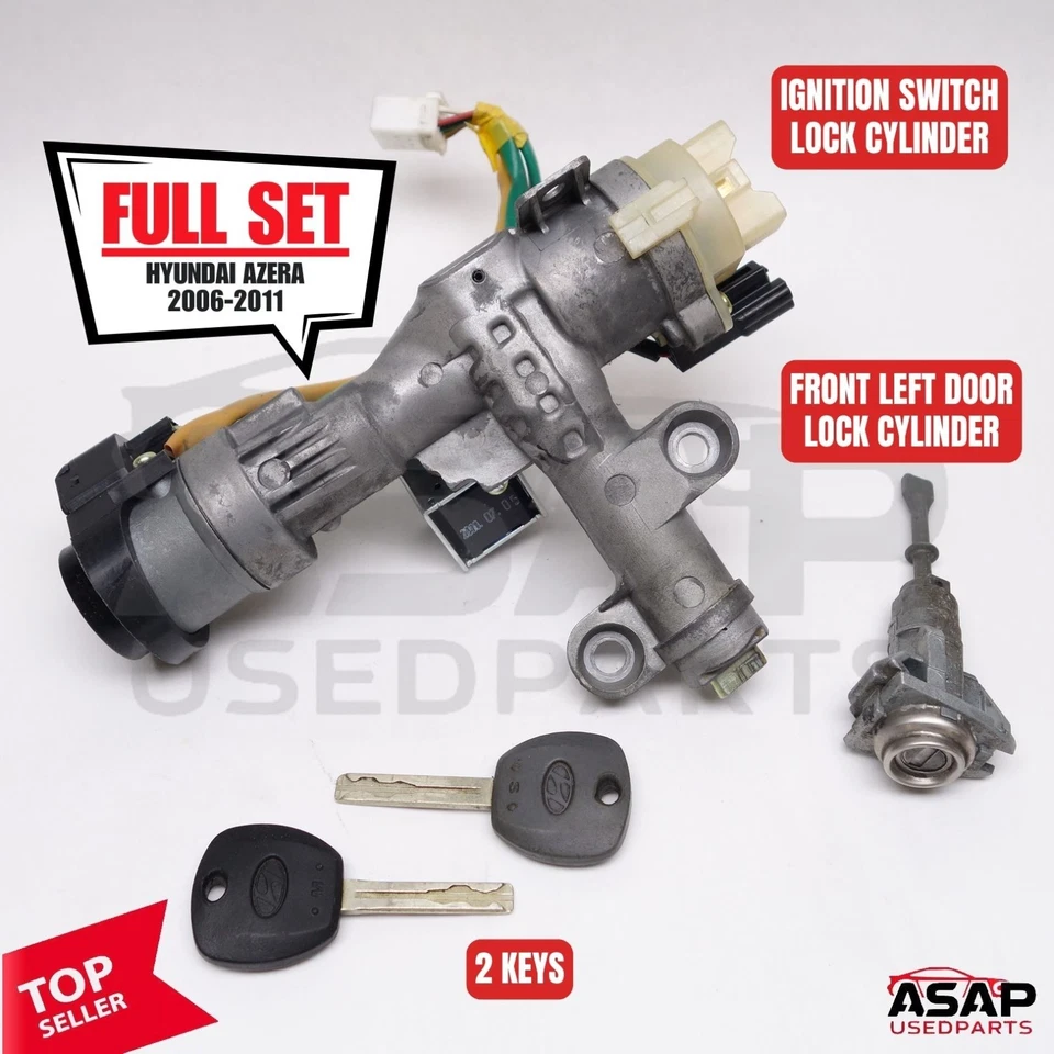 🍎 INTERRUPTOR DE ENCENDIDO + CILINDRO CERRADURA PUERTA IZQUIERDA + 2 LLAVES HYUNDAI AZERA 2006-2011 🍎 Foto 1 de 4