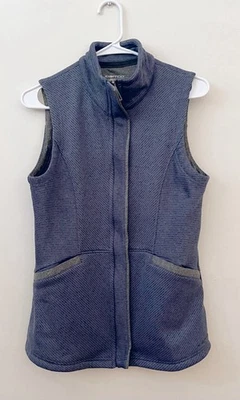 Chaleco ExOfficio Mujer Talla S Azul/Gris Cremallera Completa Bolsillos Cuello Alto Sin Mangas Foto 1 de 4