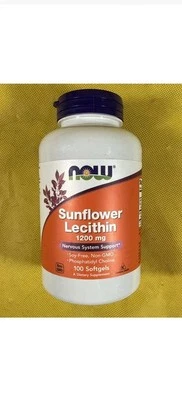 Now Foods подсолнечный лецитин 1200 мг 100 мягких гелей поддержка нервной системы - Изображение 1 из 4