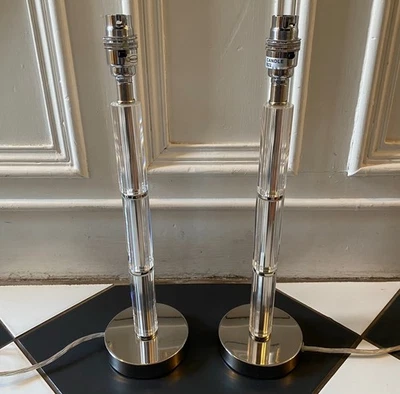 Pair of Laura Ashley Glass & Chrome Lamp Bases  - Image 1 of 4