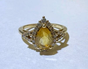 10K Yellow Gold Critrine and Diamond Ring size 5 (#K766) - Picture 1 of 7
