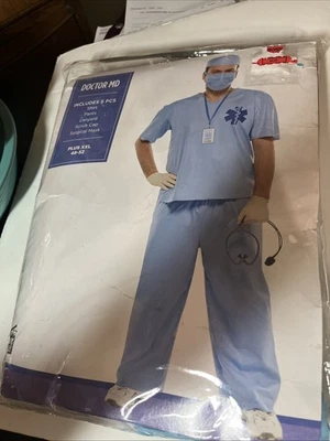 Doctor MD 男式磨砂万圣节服装蓝色加 2XL (48-52) 5 件新品 — 第 1/4 张图片