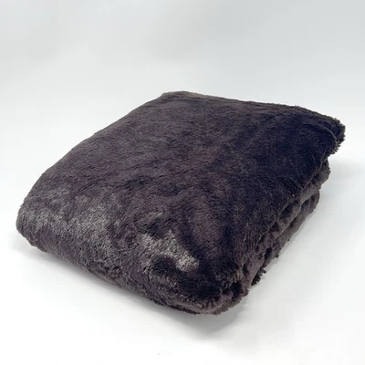 Brookstone Nap Travel Throw Blanket 2 Ply Chocolate Brown Plush Satin Trim 38x60 - Image 1 of 4