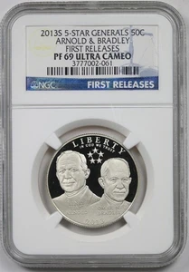 2013-S 5 Star Generals Arnold Bradley 50C NGC PF69 UCAM Modern Commemorative - Picture 1 of 4