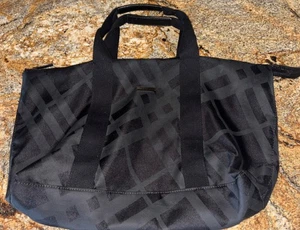Burberry Fragrances Black Zippered Tote Nylon Large 24x14” Geometric Pattern - Picture 1 of 16