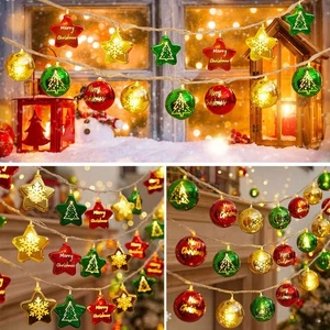 Christmas LED Fairy String Ball Lights Xmas Tree Hanging Decor Battery Operated - Picture 1 of 17