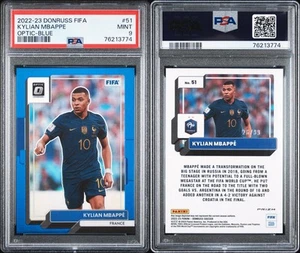 2022-23 Donruss FIFA Kylian Mbappe Optic Blue Prizm /99 PSA 9 Mint - Picture 1 of 3