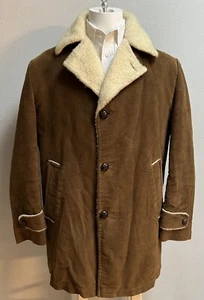 Vintage Mens Marshall Ray Hague Suede Sherpa Coat 48 Regular - Picture 1 of 11