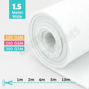 100/200/300 GSM Polyester Wadding Dacron 150cm Wide Batting Post Thermal bonded - Picture 1 of 3