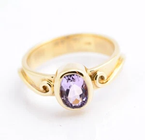 Vintage Ring 9 kt Gold & natürliche Rose de France Amethyst handgefertigt Größe K - Bild 1 von 11