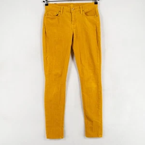 7 for all Mankind The Skinny Pant Sz 27 Mustard Yellow Corduroy Cotton Stretch - Picture 1 of 9