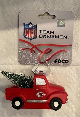 FOREVER COLLECTIBLES Kansas City Chiefs Truck with Tree Christmas Tree Holiday Ornament FREE SHIPPING