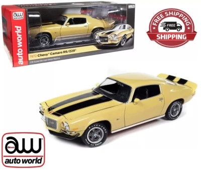 Auto World 1972 Chevrolet Camaro RS Z28 Cream Yellow 1/18 Diecast Model AMM1311 - Image 1 of 4